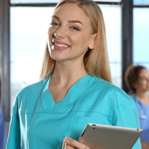 woman smilling